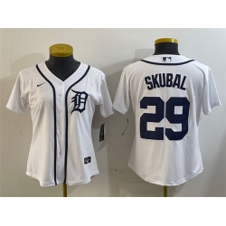 Women Detroit Tigers 29 Tarik Skubal White Cool Base Stitched Baseball Jersey