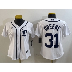 Women Detroit Tigers 31 Riley Greene White Cool Base Stitched Baseball Jersey