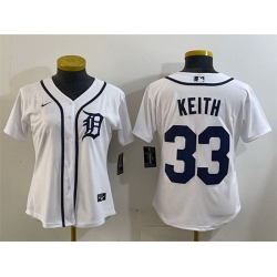 Women Detroit Tigers 33 Colt Keith White Cool Base Stitched Baseball Jersey