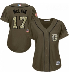 Womens Majestic Detroit Tigers 17 Denny McLain Replica Green Salute to Service MLB Jersey