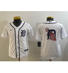 Youth Detroit Tigers Team Big Logo White Cool Base Stitched Baseball Jersey