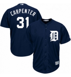 Youth Majestic Detroit Tigers 31 Ryan Carpenter Replica Navy Blue Alternate Cool Base MLB Jersey 