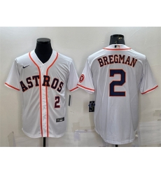 Men Houston Astros 2 Alex Bregman White With Patch Cool Base Stitched Jersey