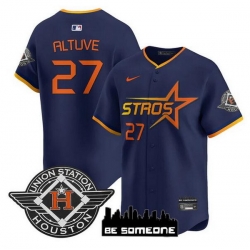 Men Houston Astros 27 Jose Altuve Navy 2025 City Connect Limited Stitched Baseball Jersey