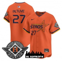 Men Houston Astros 27 Jose Altuve Orange 2025 City Connect Limited Stitched Baseball Jersey