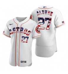 Men Houston Astros 27 Jose Altuve White USA Flag Fashion Nike Cool Base Jersey