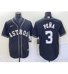 Men Houston Astros 3 Jeremy Pe F1a Black Cool Base Stitched Baseball Jersey