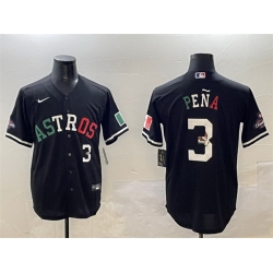 Men Houston Astros 3 Jeremy Pena Black Mexico With World Serise Champions Patch Cool Base Stitched Baseball Jersey