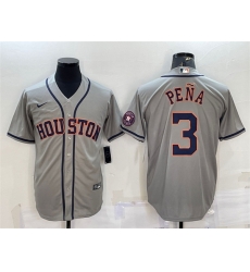 Men Houston Astros 3 Jeremy Pena Grey With Patch Cool Base Stitched Jersey_1