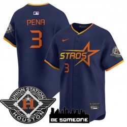 Men Houston Astros 3 Jeremy Pena Navy 2025 City Connect Limited Stitched Baseball Jersey