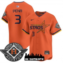 Men Houston Astros 3 Jeremy Pena Orange 2025 City Connect Limited Stitched Baseball Jersey