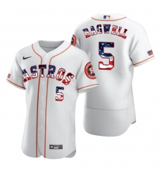 Men Houston Astros 5 Jeff Bagwell Men Nike White Fluttering USA Flag Limited Edition Flex Base MLB Jersey