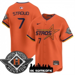 Men Houston Astros 7 C J  Stroud Orange 2025 City Connect Limited Stitched Baseball Jersey