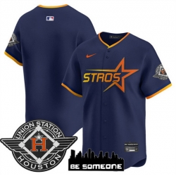 Men Houston Astros Blank Navy 2025 City Connect Limited Stitched Baseball Jersey