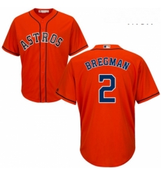 Mens Majestic Houston Astros 2 Alex Bregman Replica Orange Alternate Cool Base MLB Jersey