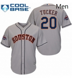 Mens Majestic Houston Astros 20 Preston Tucker Replica Grey Road 2017 World Series Champions Cool Base MLB Jersey