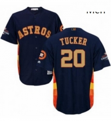 Mens Majestic Houston Astros 20 Preston Tucker Replica Navy Blue Alternate 2018 Gold Program Cool Base MLB Jersey