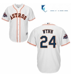 Mens Majestic Houston Astros 24 Jimmy Wynn Replica White Home 2017 World Series Champions Cool Base MLB Jersey 