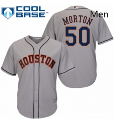 Mens Majestic Houston Astros 50 Charlie Morton Replica Grey Road Cool Base MLB Jersey 