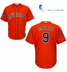 Mens Majestic Houston Astros 9 Marwin Gonzalez Replica Orange Alternate 2017 World Series Champions Cool Base MLB Jersey 