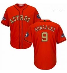 Mens Majestic Houston Astros 9 Marwin Gonzalez Replica Orange Alternate 2018 Gold Program Cool Base MLB Jersey 