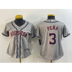 Women Houston Astros 3 Jeremy Pe F1a Gray Cool Base Stitched Baseball Jerseys