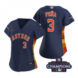 Women Houston Astros 3 Jeremy Pe F1a Navy 2022 World Series Champions With No  In Front Stitched Baseball Jersey