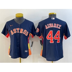 Women Houston Astros 44 Yordan Alvarez Navy With Patch Cool Base Stitched Baseball Jersey