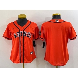 Women Houston Astros Orange With Patch Cool Base Stitched Baseball Jersey