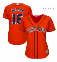 Womens Majestic Houston Astros 16 Brian McCann Authentic Orange Alternate Cool Base MLB Jersey