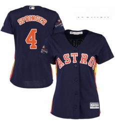 Womens Majestic Houston Astros 4 George Springer Replica Navy Blue Alternate 2017 World Series Champions Cool Base MLB Jersey