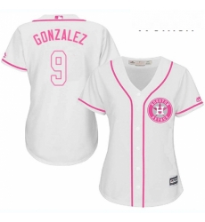 Womens Majestic Houston Astros 9 Marwin Gonzalez Authentic White Fashion Cool Base MLB Jersey 