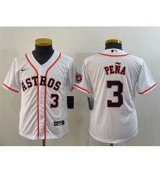 Youth Houston Astros 3 Jeremy Pena White With Patch Cool Base Stitched JerseyS