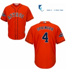 Youth Majestic Houston Astros 4 George Springer Authentic Orange Alternate 2017 World Series Champions Cool Base MLB Jersey