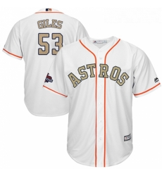 Youth Majestic Houston Astros 53 Ken Giles Authentic White 2018 Gold Program Cool Base MLB Jersey 