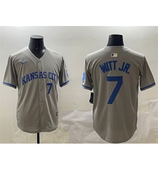 Men Kansas City Royals 7 Bobby Witt Jr  Grey 2024 Away Limited Stitched Baseball Jersey