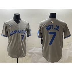 Men Kansas City Royals 7 Bobby Witt Jr  Grey 2024 Away Limited Stitched Baseball Jersey