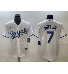 Men Kansas City Royals 7 Bobby Witt Jr  White Cool Base Stitched Baseball Jersey