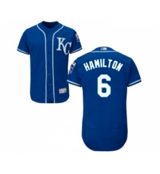 Mens Kansas City Royals 6 Billy Hamilton Royal Blue Alternate Flex Base Authentic Collection Baseball Jersey