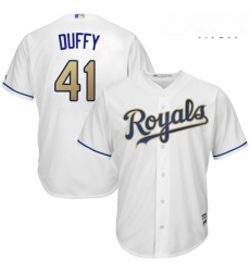 Mens Majestic Kansas City Royals 41 Danny Duffy Replica White Home Cool Base MLB Jersey