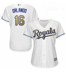 Womens Majestic Kansas City Royals 16 Paulo Orlando Replica White Home Cool Base MLB Jersey