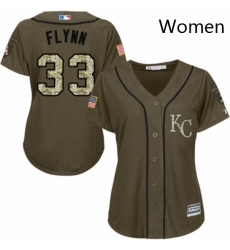 Womens Majestic Kansas City Royals 33 Brian Flynn Authentic Green Salute to Service MLB Jersey 