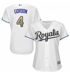 Womens Majestic Kansas City Royals 4 Alex Gordon Replica White Home Cool Base MLB Jersey