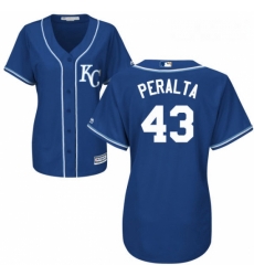 Womens Majestic Kansas City Royals 43 Wily Peralta Replica Blue Alternate 2 Cool Base MLB Jersey 