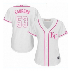 Womens Majestic Kansas City Royals 53 Melky Cabrera Replica White Fashion Cool Base MLB Jersey 