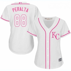 Womens Majestic Kansas City Royals 88 Michael Saunders Authentic White Fashion Cool Base MLB Jersey 