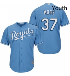 Youth Majestic Kansas City Royals 37 Brandon Moss Replica Light Blue Alternate 1 Cool Base MLB Jersey