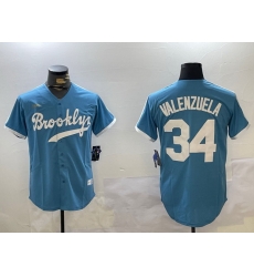 Los Angeles Dodgers 34 Fernando Valenzuela blue Authentic Collection Stitched MLB Jersey