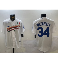 Los Angeles Dodgers 34 Fernando Valenzuela white Authentic Collection Stitched MLB Jersey