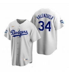 Men Brooklyn Los Angeles Dodgers 34 Fernando Valenzuela White 2020 World Series Champions Jersey